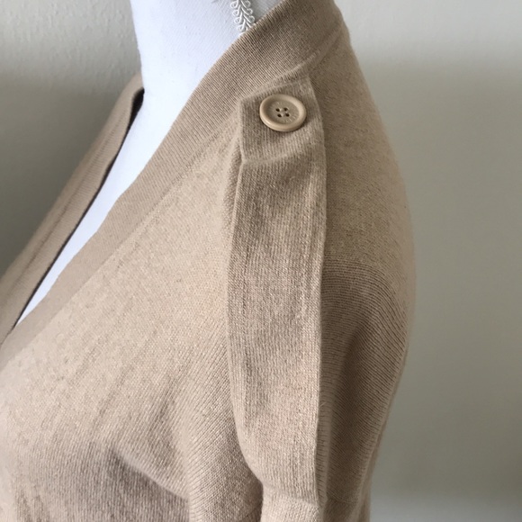 Tan trendy preppy button wool cardigan - Picture 4 of 10